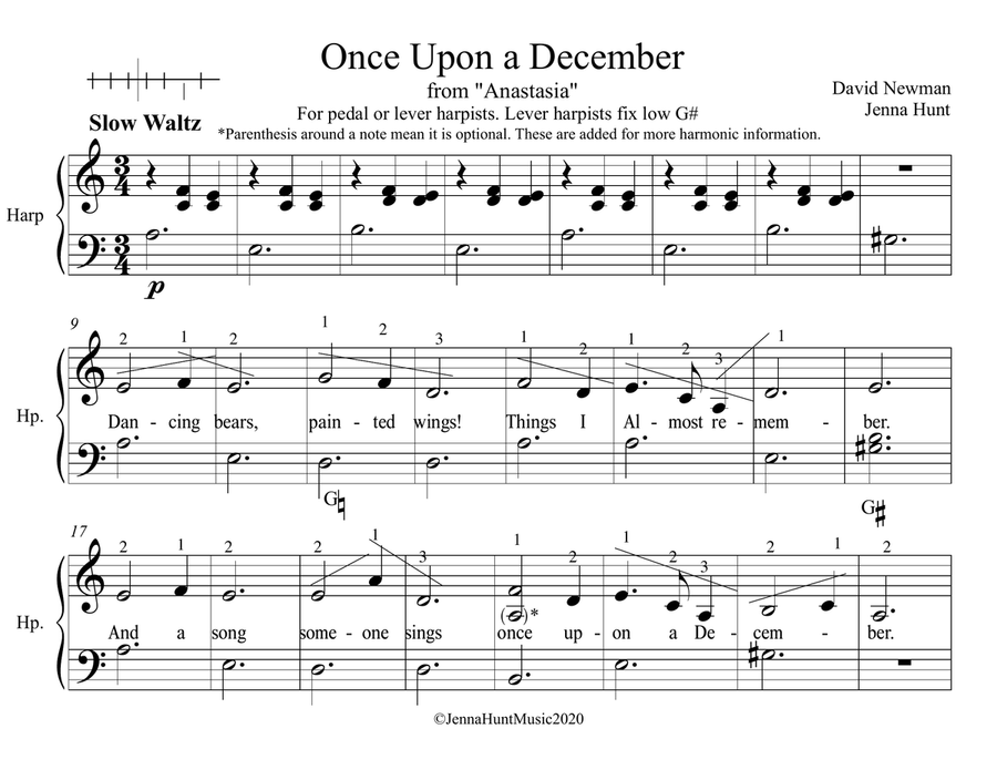 Once Upon A December Harp scores gallery preview page 1