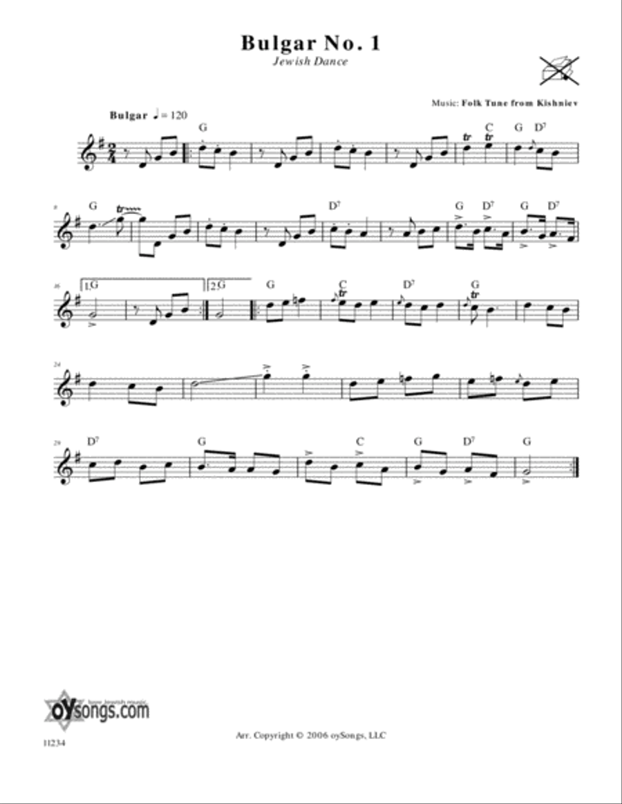Bulgar No. 1 (Jewish Dance) Piano scores gallery preview page 1