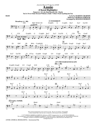 Annie (Choral Highlights) (arr. Roger Emerson) - Bass