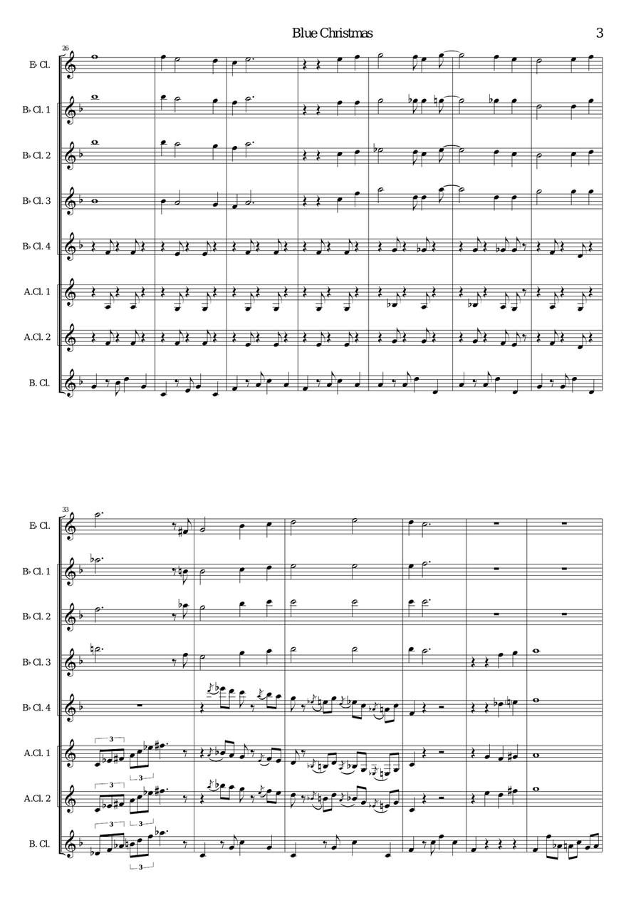 Blue Christmas Woodwind Quartet scores gallery preview page 3