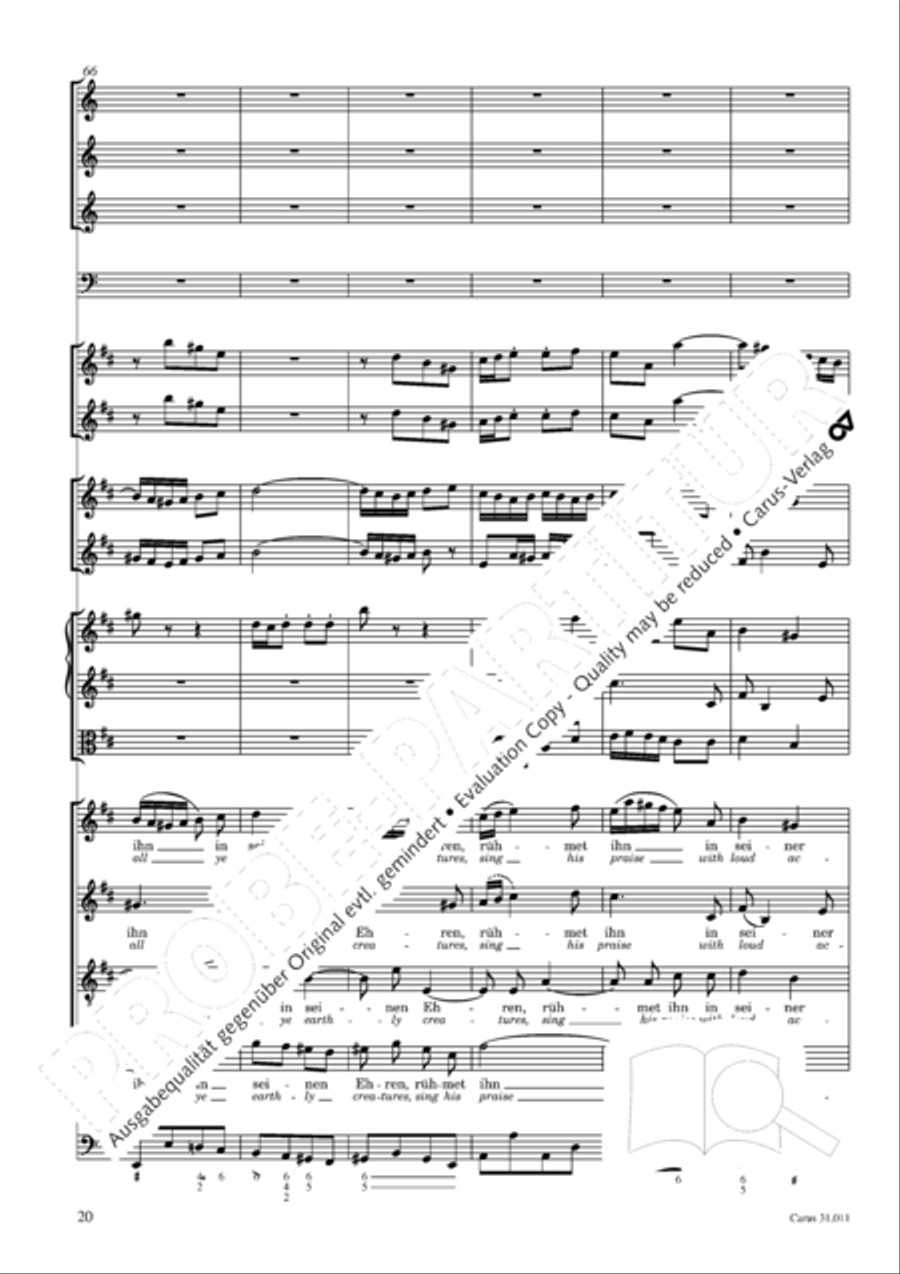 Lobet Gott in seinen Reichen (Himmelfahrtsoratorium) 4-Part scores gallery preview page 21