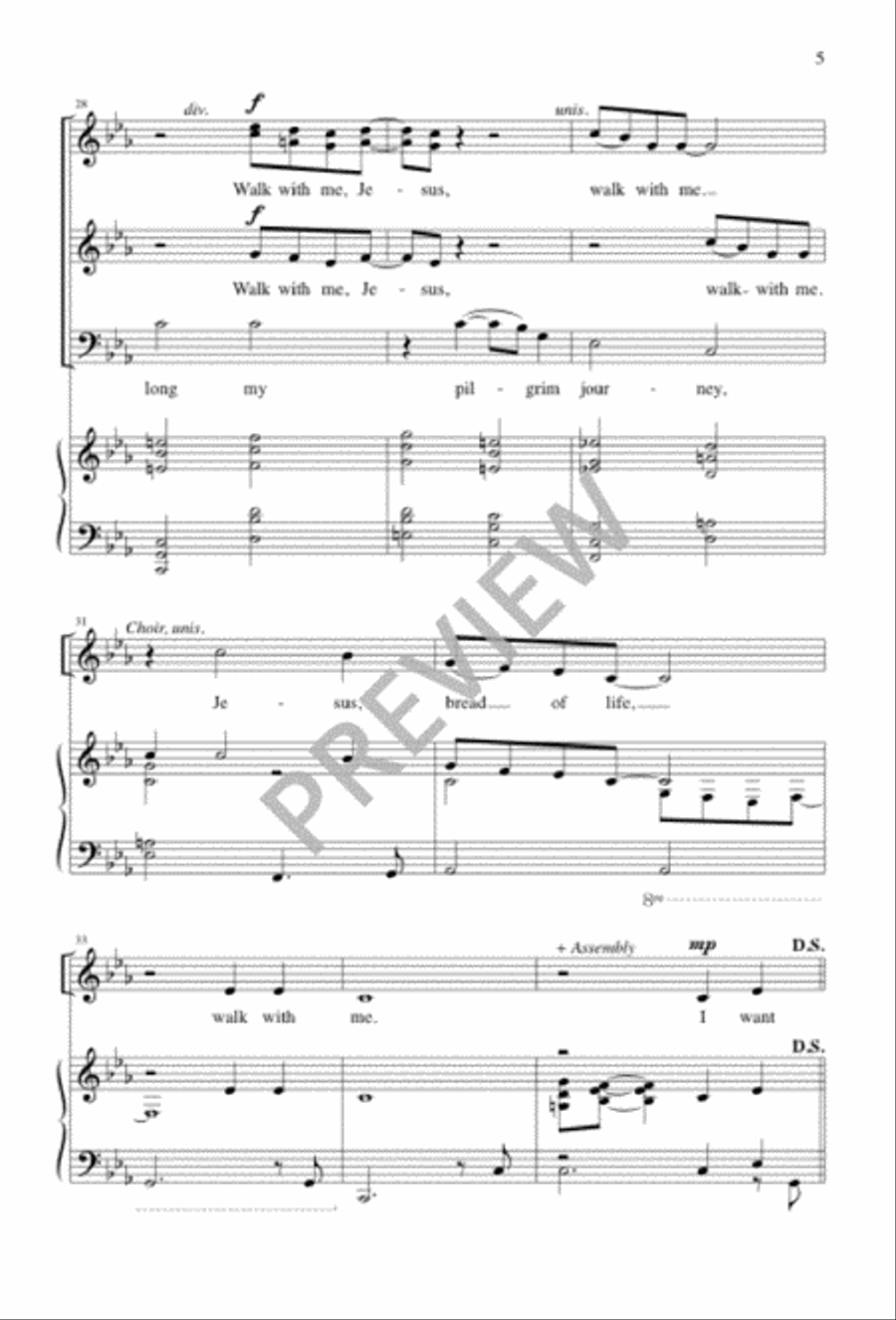 I Want Jesus to Walk with Me 3-Part scores gallery preview page 5