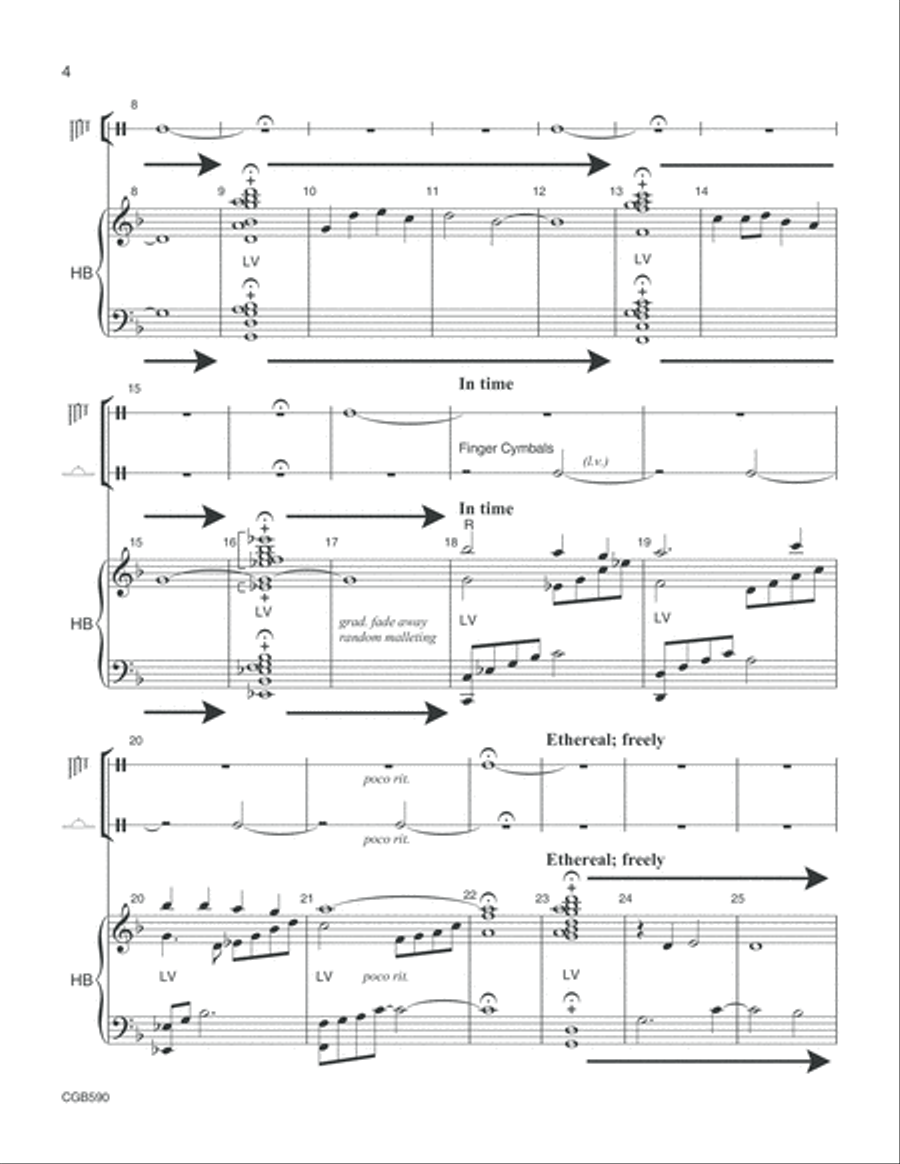 Sing We Now of Christmas; Now the Green Blade Rises (Full Score) Handbell Choir scores gallery preview page 4