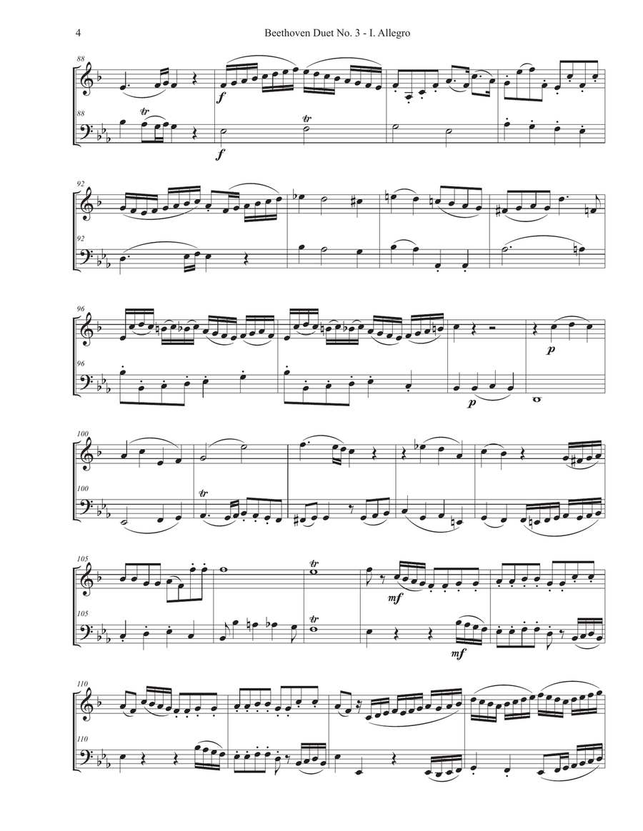 Beethoven Duet No. 3 adapted for Bb Trumpet and Tuba Brass Duet scores gallery preview page 5
