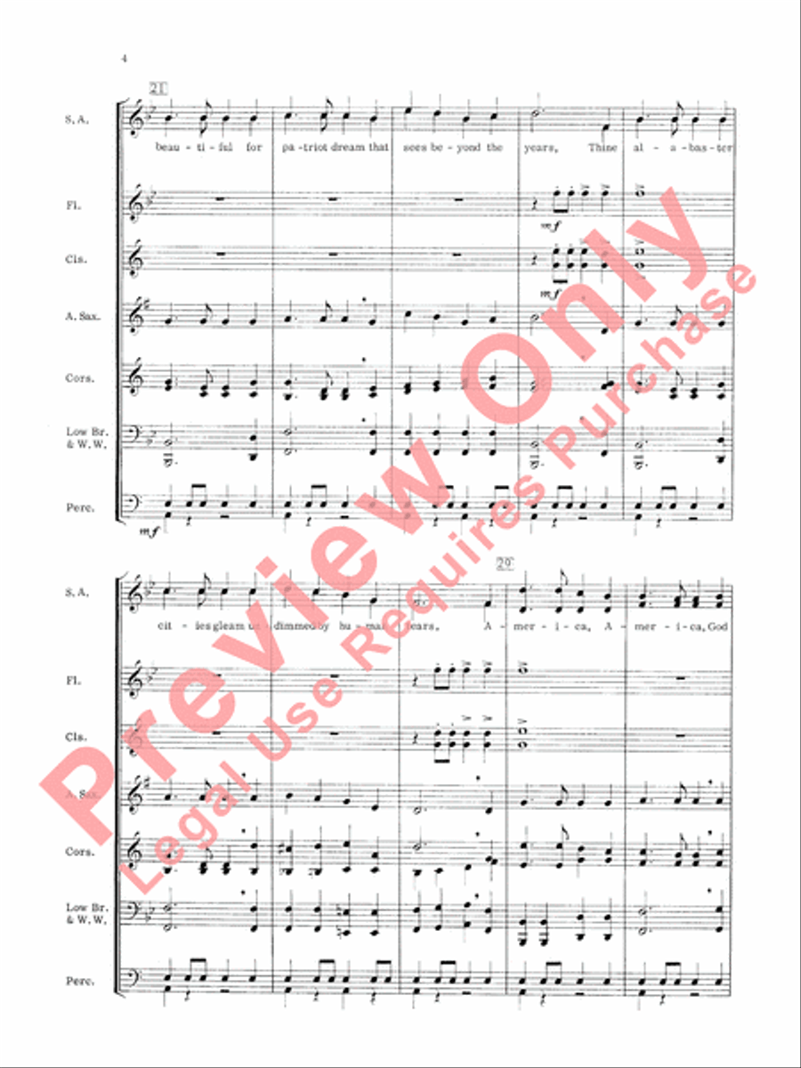 America, the Beautiful Concert Band scores gallery preview page 5