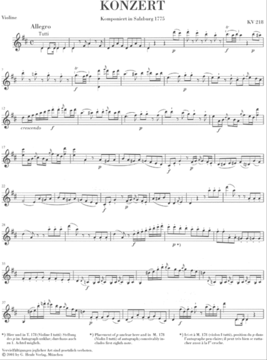 Violin Concerto No. 4 in D Major K218 Violin Solo scores gallery preview page 5