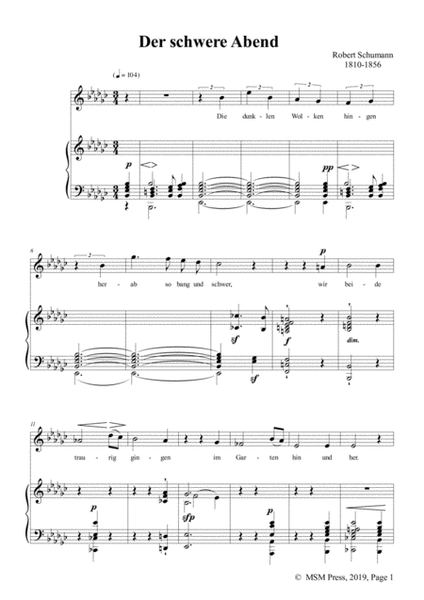 Schumann-Der schwere Abend,Op.90 No.6,in e flat minor,for Voice&Piano