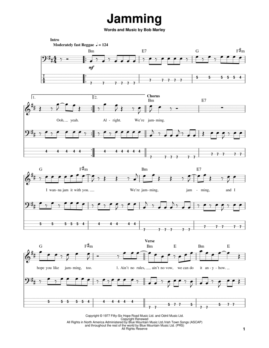 Jamming Jamming Guitar Tablature scores gallery preview page 1