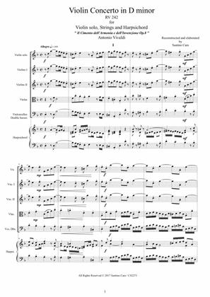Vivaldi - Violin Concerto in D minor RV 242 Op.8 No.7 for Violin, Strings and Harpsichord