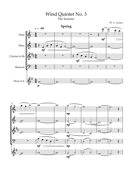 W L Larsen - Wind Quintet No. 3 (The Seasons) image number null