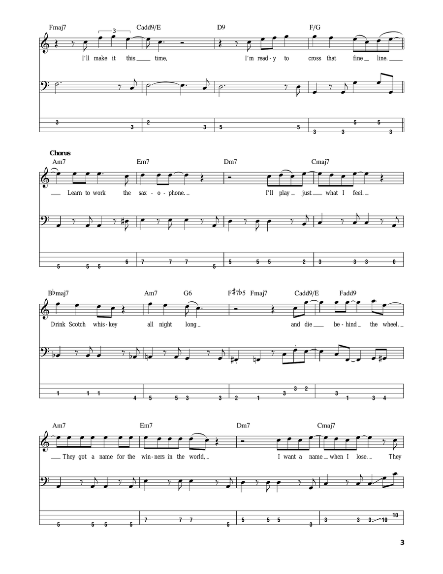 Deacon Blues Bass Guitar Tablature scores gallery preview page 3