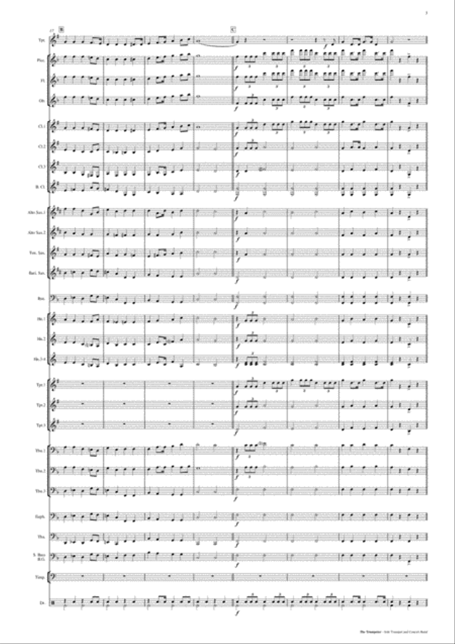 The Trumpeter - Solo Trumpet and Concert Band Score and Parts PDF Concert Band scores gallery preview page 4