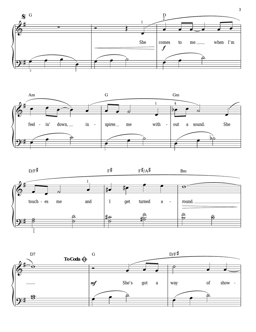 She's Got A Way (arr. Phillip Keveren) Easy Piano scores gallery preview page 3