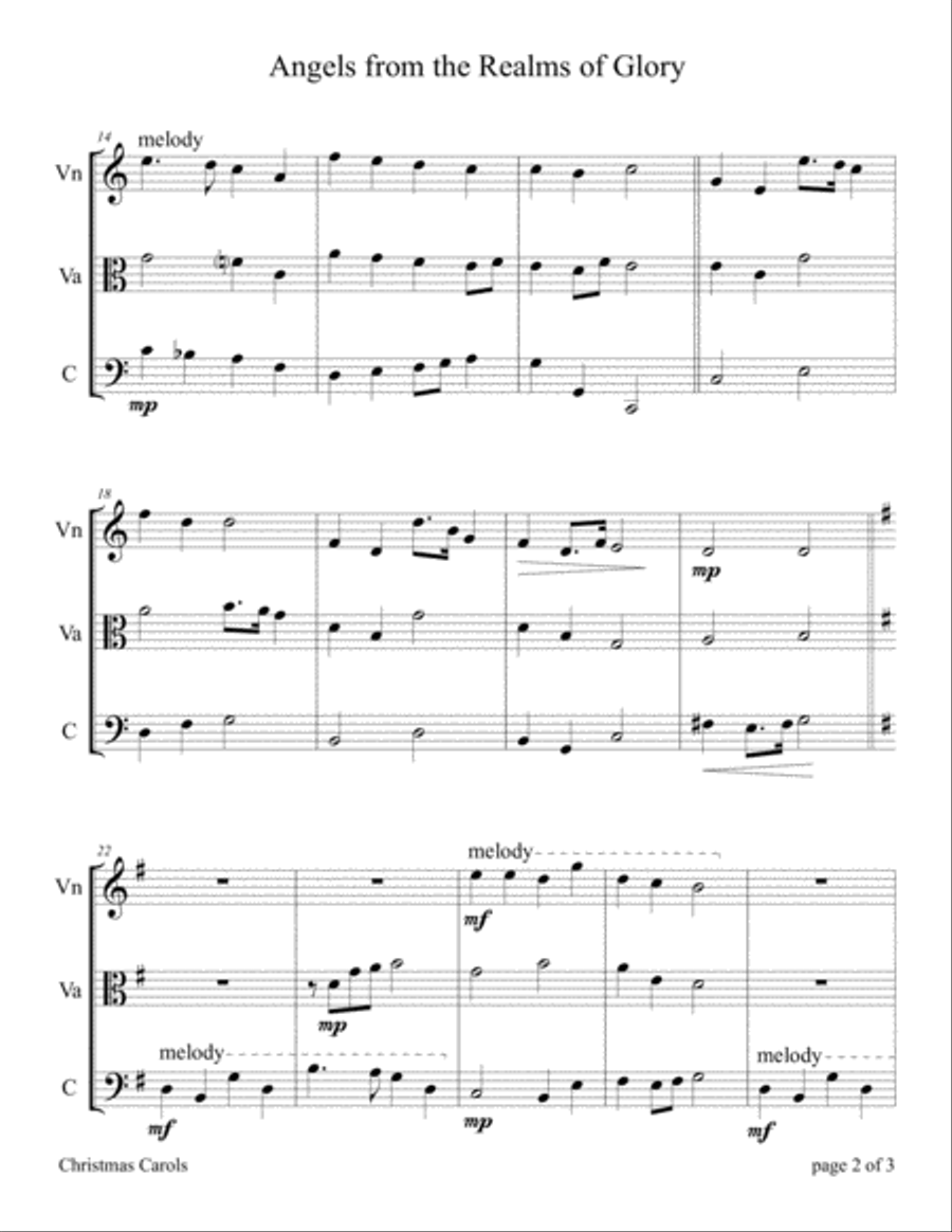 Easy String Trios: Christmas Carols (A Collection of 10 Easy Trios for Violin, Viola, and Cello) String Trio scores gallery preview page 6
