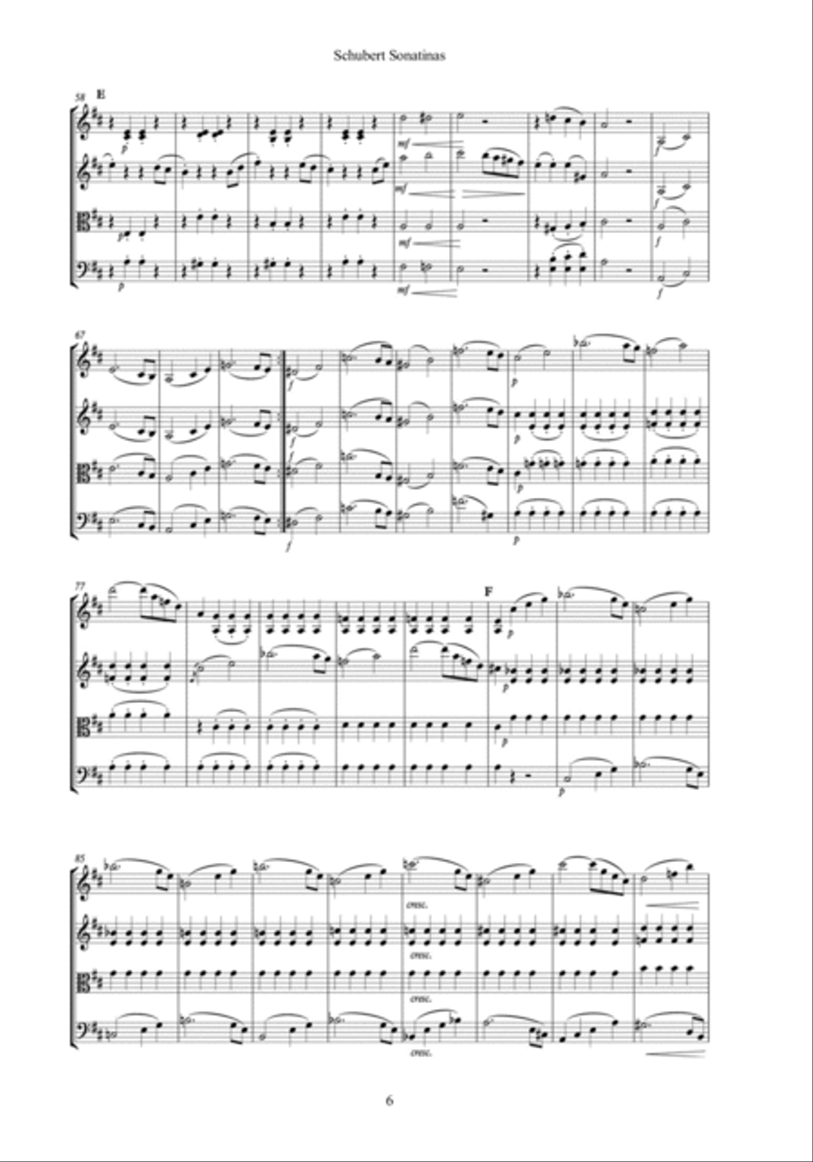 Schubert Sonatinas Op. 137 for String Quartet SCORE String Quartet scores gallery preview page 6