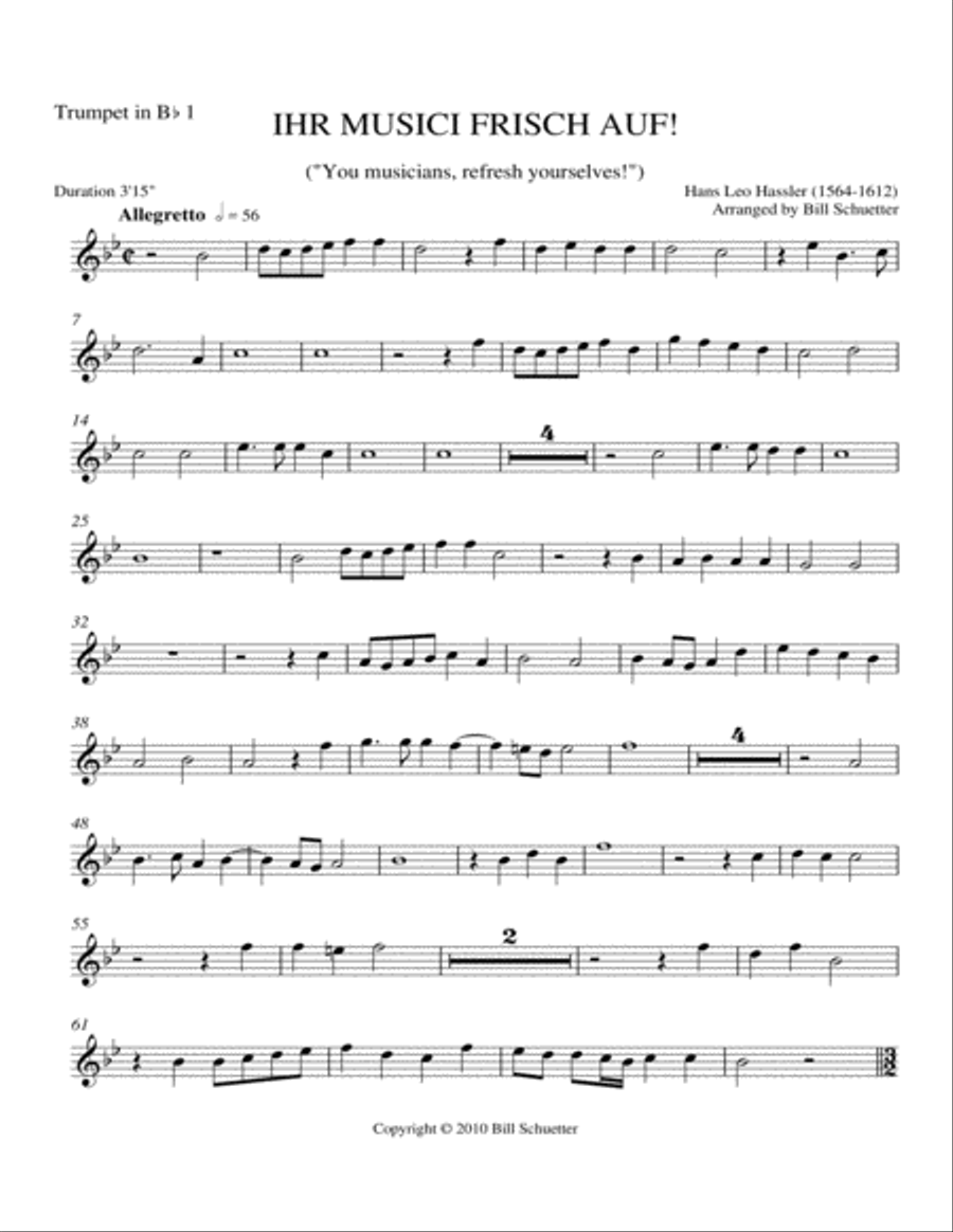 Ihr Musici, frisch auf! Ihr Musici, frisch auf! Chamber Music scores gallery preview page 6