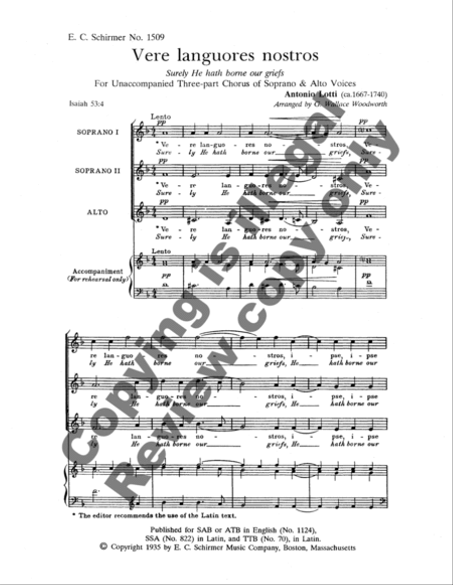 Vere languores nostros (Surely He Hath Borne Our Griefs) SSA scores gallery preview page 5