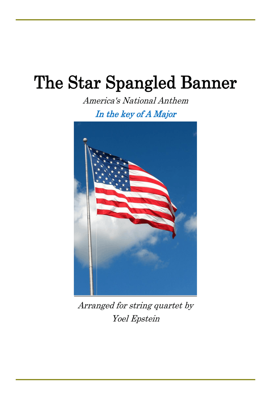 Star Spangled Banner in the key of A Major for String Quartet String Quartet scores gallery preview page 1