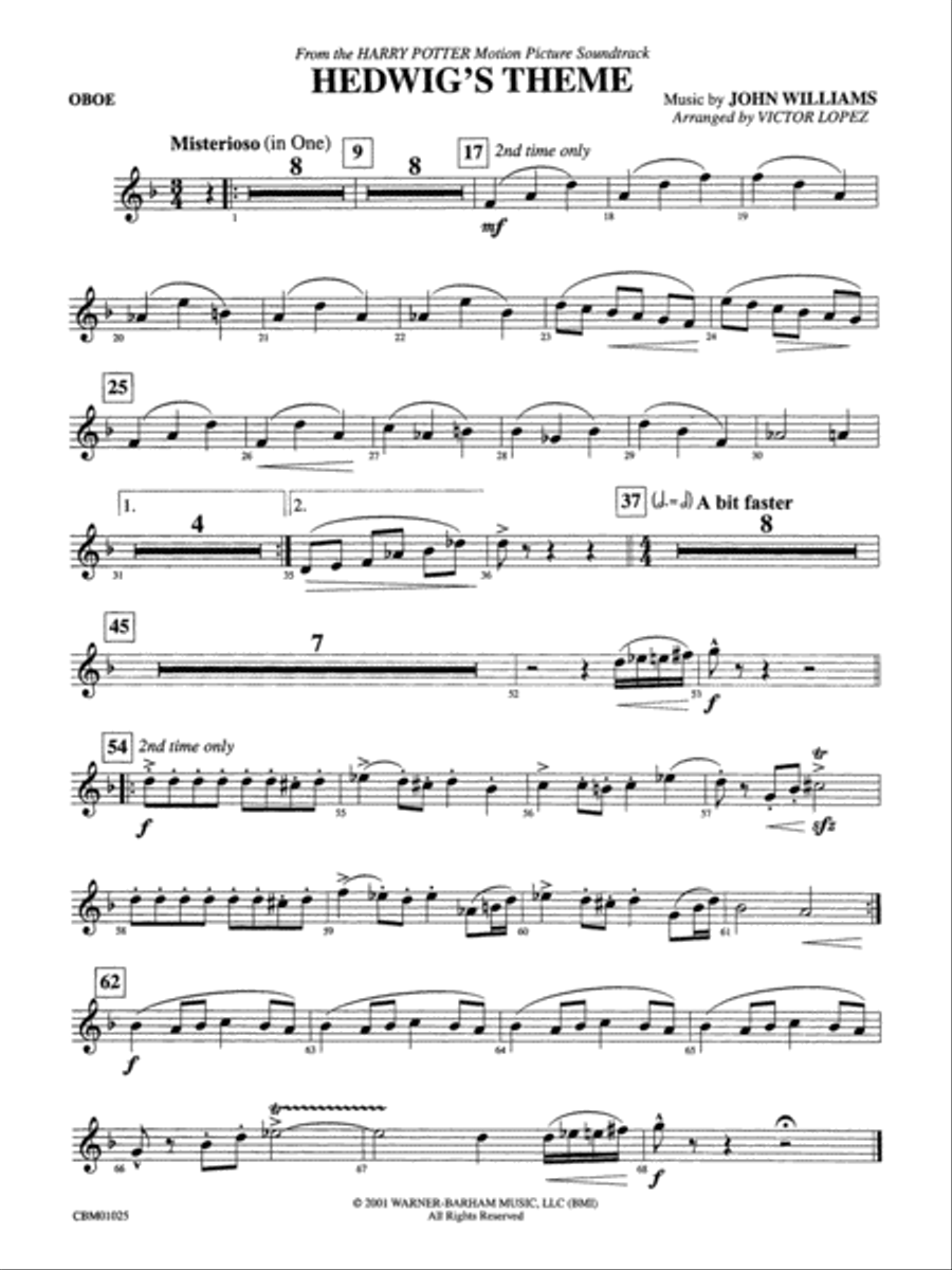 Hedwig's Theme (from Harry Potter): Oboe Concert Band scores gallery preview page 1