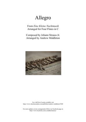 Book cover for Allegro from Eine Kleine Nachtmusik arranged for Flute Quartet