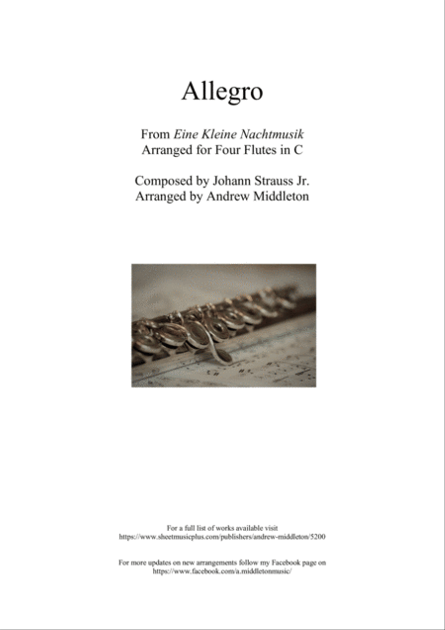 Book cover for Allegro from Eine Kleine Nachtmusik arranged for Flute Quartet