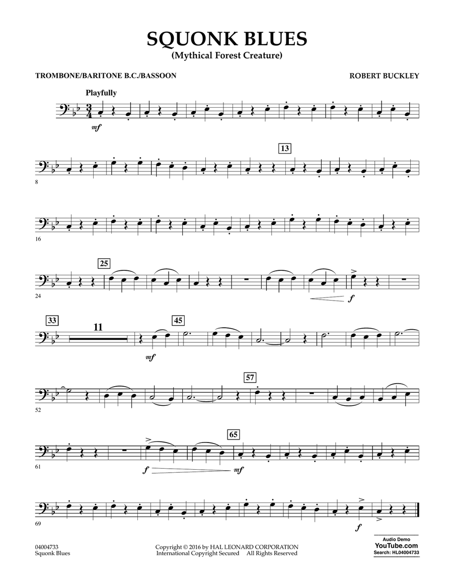 Squonk Blues - Trombone/Baritone B.C./Bassoon Concert Band scores gallery preview page 1