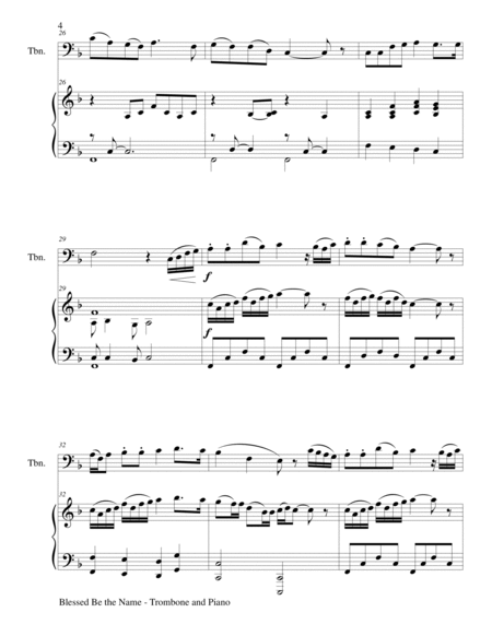 BLESSED BE THE NAME (Duet – Trombone and Piano/Score and Parts) image number null
