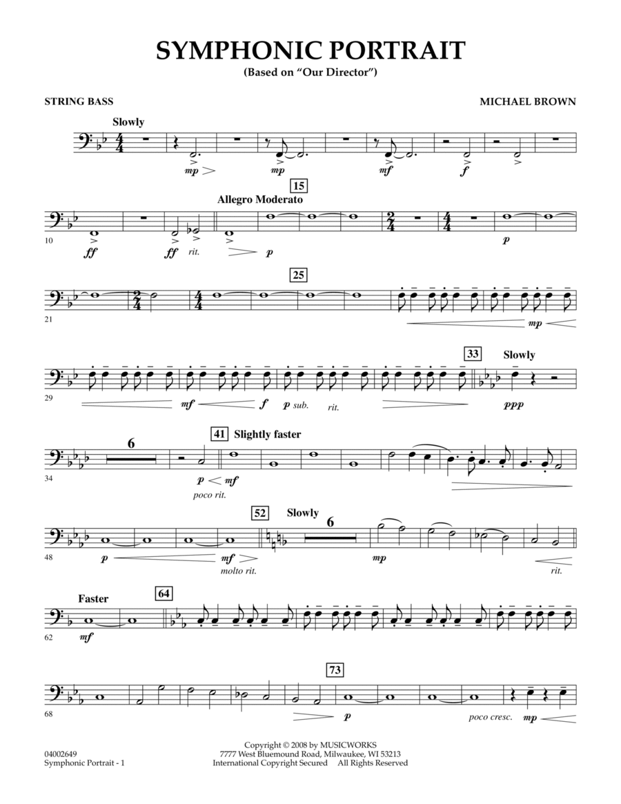 Symphonic Portrait (based on Our Director) - String Bass Double Bass scores gallery preview page 1