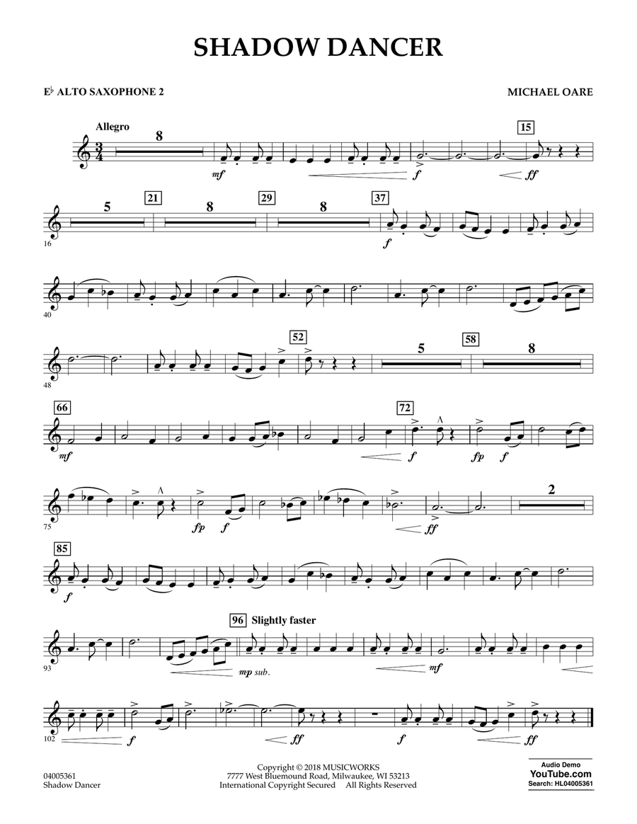 Shadow Dancer - Eb Alto Saxophone 2 Concert Band scores gallery preview page 1