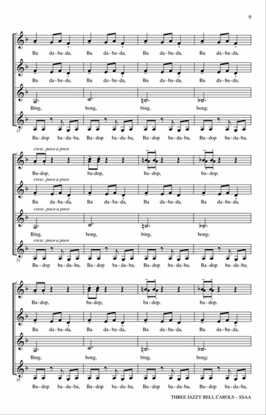 Three Jazzy Bell Carols SSAA scores gallery preview page 3