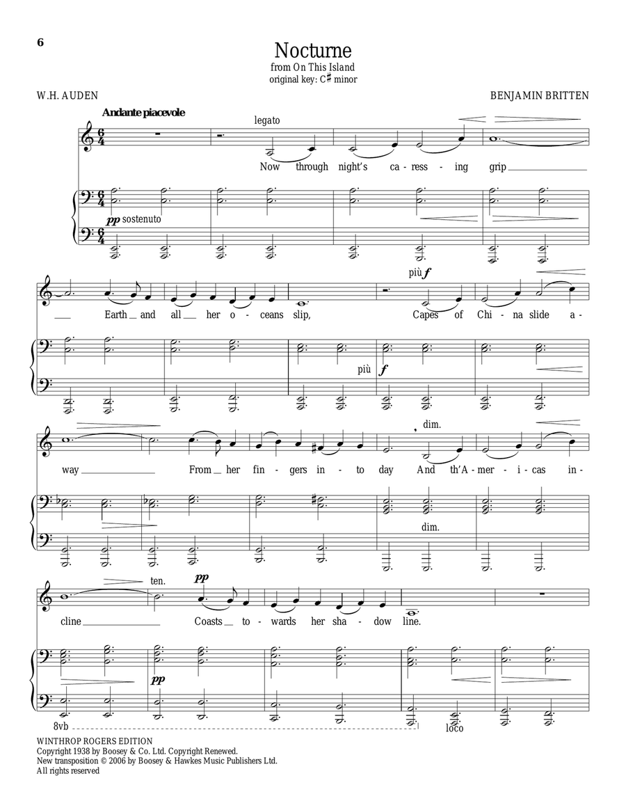 Nocturne Piano, Vocal scores gallery preview page 1