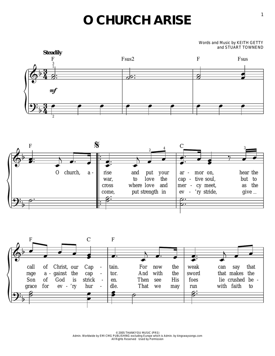 O Church Arise Easy Piano scores gallery preview page 1
