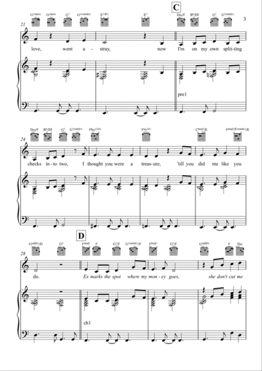 Ex Marks The Spot Piano, Vocal, Guitar scores gallery preview page 3
