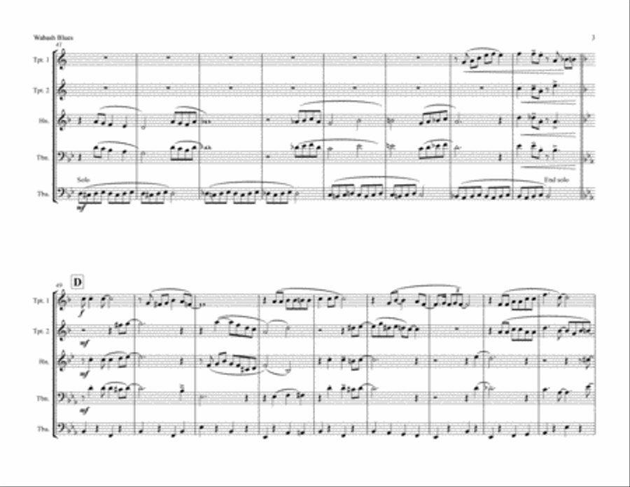 Wabash Blues Wabash Blues Brass Ensemble scores gallery preview page 3