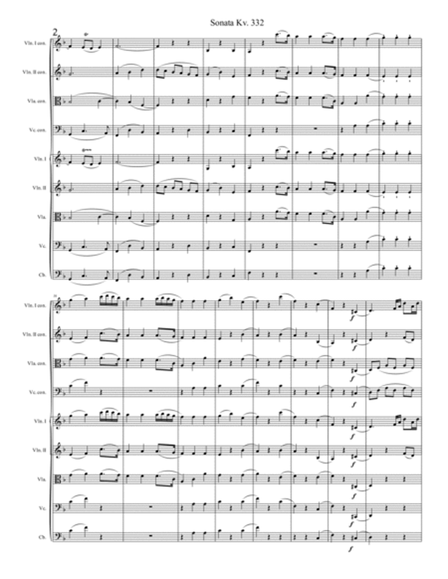 Mozart Sonata kv. 332 for String orchestra image number null