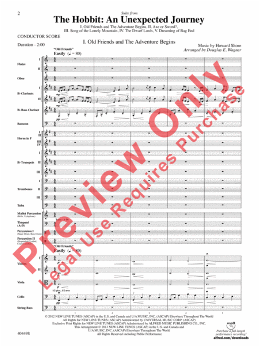 The Hobbit: An Unexpected Journey, Suite from Full Orchestra scores gallery preview page 35