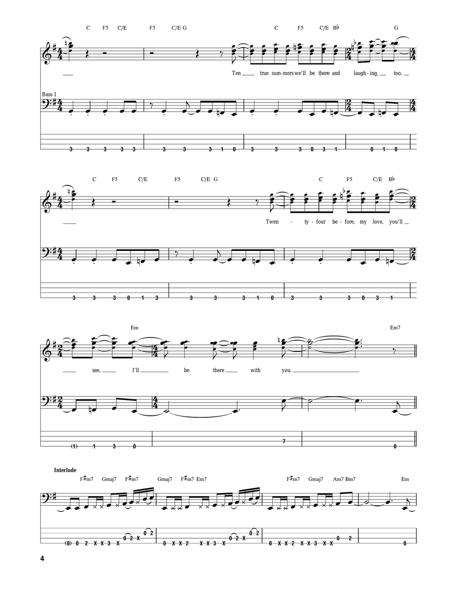 Roundabout Bass Guitar Tablature scores gallery preview page 4