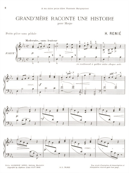 Grand'Mere Raconte Une Histoire (Petite Piece Sans Pedale) Harpe