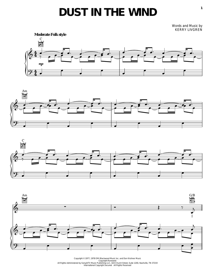 Dust In The Wind Acoustic Guitar scores gallery preview page 1