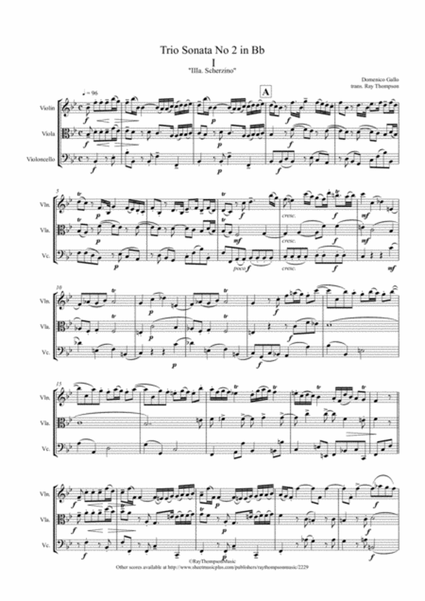 Gallo: Trio Sonata No.2 in Bb Mvt.I ( "Pulcinella Suite"Mvt 3a Scherzino) - string trio image number null
