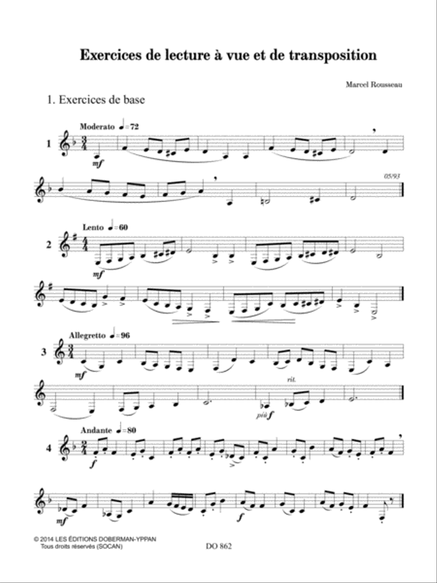Exercices de lecture à vue et de transposition Clarinet scores gallery preview page 4