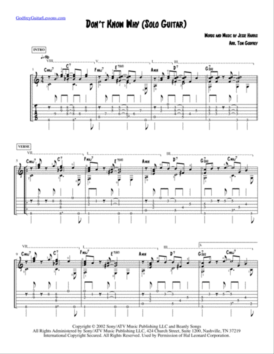 Don't Know Why Electric Guitar scores gallery preview page 1