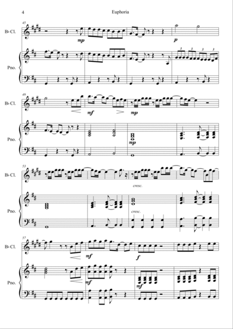 Euphoria Clarinet Solo scores gallery preview page 4