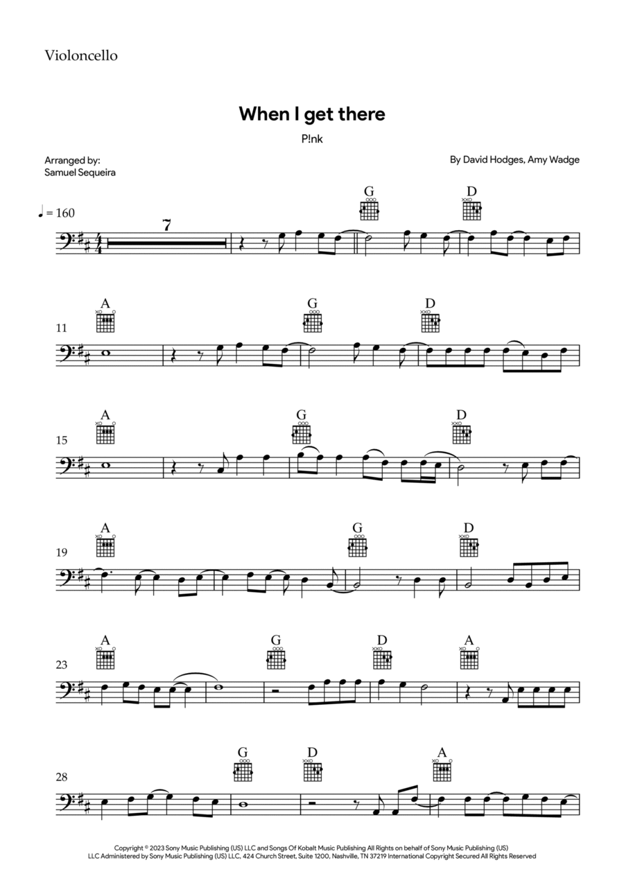 When I Get There Cello Solo scores gallery preview page 1