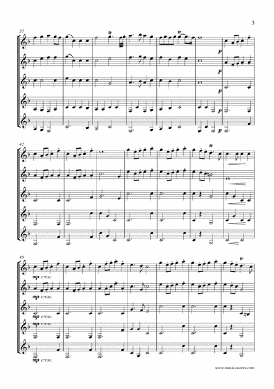 Clarke: Trumpet Voluntary, or Prince of Denmark's March: Clarinet Quintet Clarinet Quintet scores gallery preview page 3