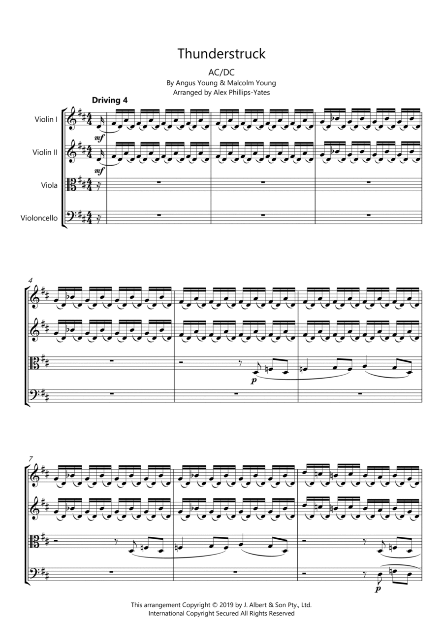 Thunderstruck String Quartet scores gallery preview page 1
