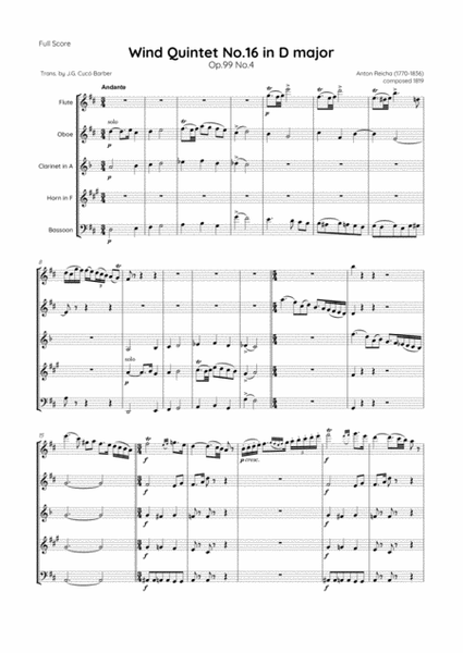 Reicha - Wind Quintet No.16 in D major, Op.99 No.4