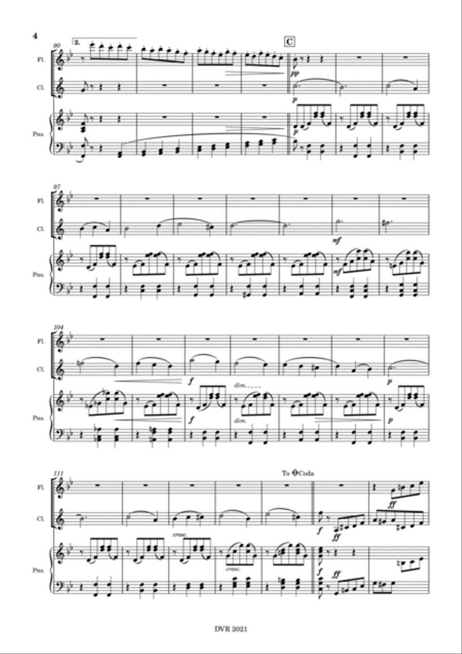 Sleeping Beauty Waltz (Flute, Clarinet and Piano) Chamber Music scores gallery preview page 6