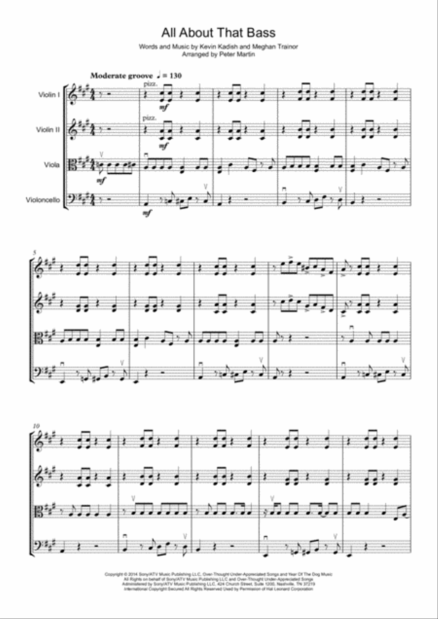 All About That Bass String Quartet scores gallery preview page 3