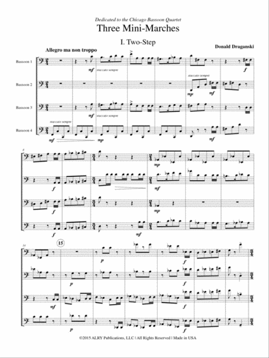 Three Mini-Marches for Bassoon Quartet Bassoon Quartet scores gallery preview page 2